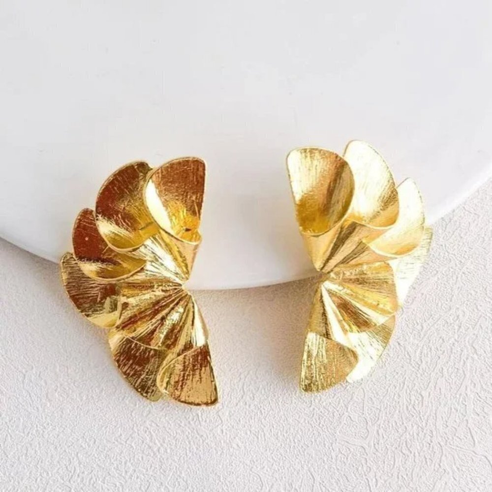 Textured Metal Stud Earrings